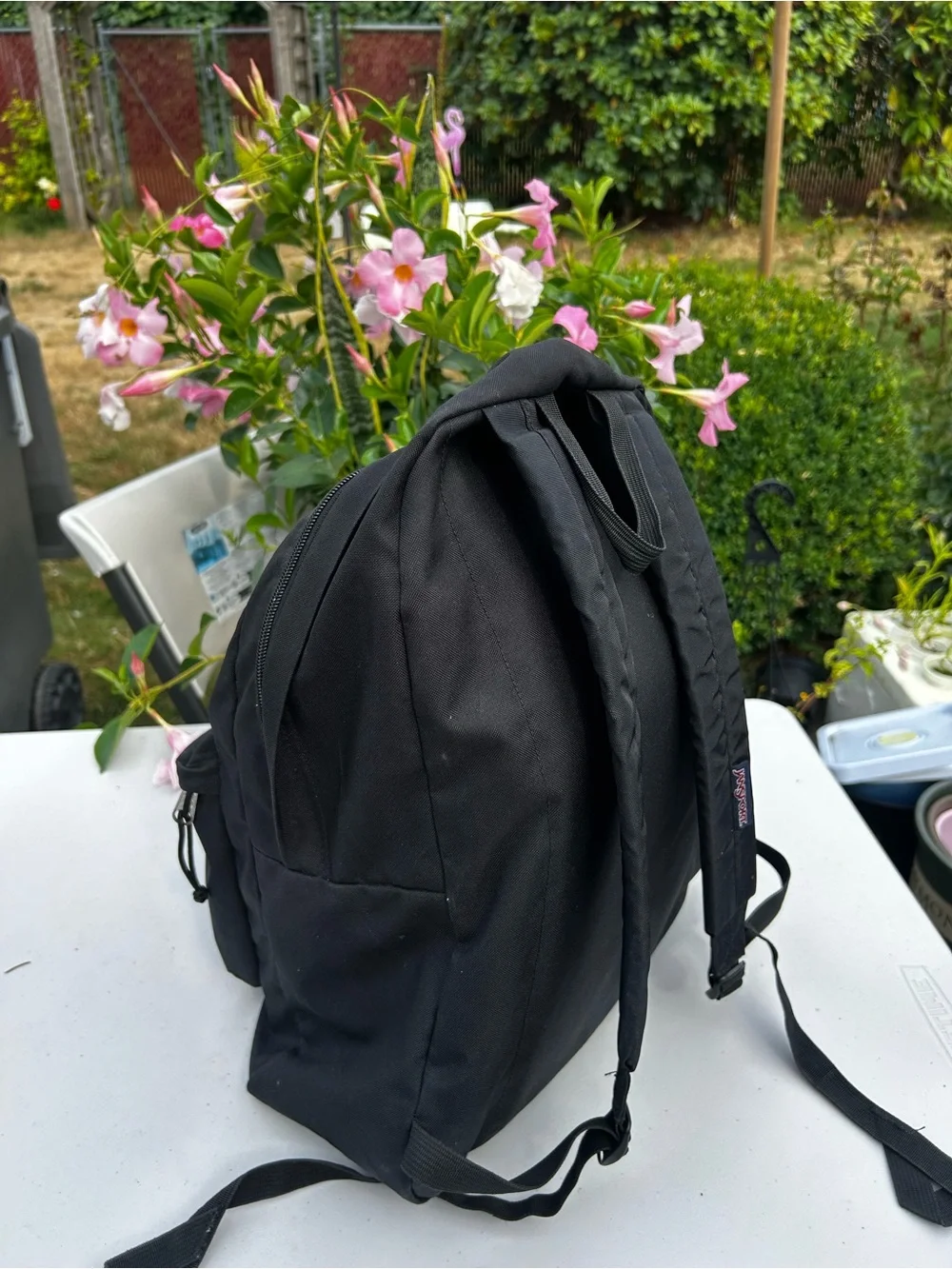 Jansport Mens Black Backpack with Red Logo Size 18”x12”x8”